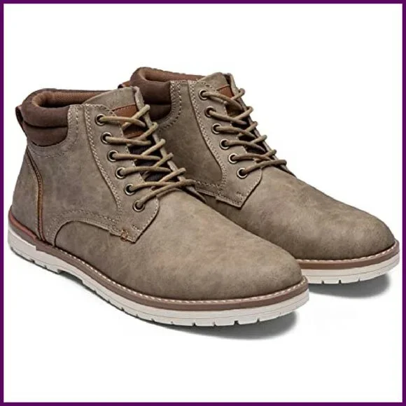 Men's Hiking Boots Premium Faux Leather Anti-Slip Sole Size 8-15